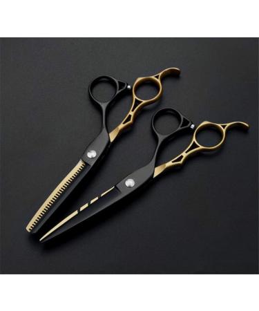 Hairdressing Scissors Hair Professional Thinning Shears Set Hair Cutting Scissors Barber Scissors 440C for Barber Stylist 6 inch (Gold and Black) - Buy Online on GoSupps.com