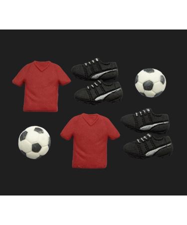 8x Football Happy Birthday Cake Toppers Edible Fondant Cupcake Decor Red Shirt Fan Football Kit - Buy Online on GoSupps.com