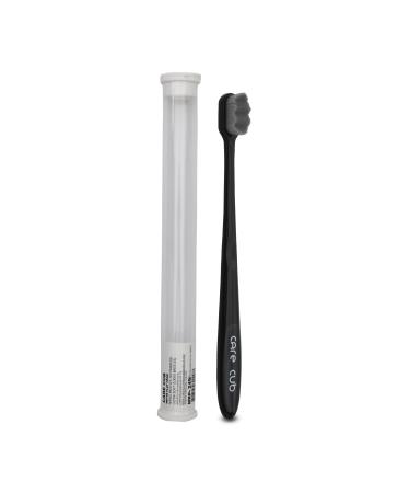 Carecub Black Zigzag Head Ultra Soft-Bristles Micro Nano 10 000 Nano Bristle Effect For Sensitive Teeth Oral Gum Recession Toothbrush Manual Operation Brush For Adult