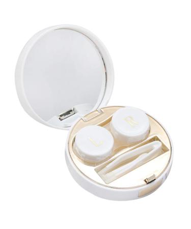 Exceart contact lens container travel case contact lens container mirror box with tweezers lens pen storage container (gold -colored)