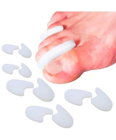 Mcvcoyh 10 Pack Toe Spacers and Separators Gel Overlapping Toe Hammer Spacers Silicone Toe Separators for Overlapping Toe Bunion Correct and Pain Relief White Gel Toe Spacer
