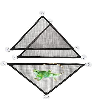 QUUPY 2 Reptile Hammock Set Triangle Breathable Net Breathable Mesh Lizard hammock for Large and Small Bearded Dragons Anoles Geckos Lizards or Snakes 33x33x48cm Black - Buy Online on GoSupps.com