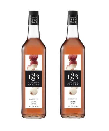 Maison Routin 1883 Lychee Flavour Syrup 1L Glass Bottle 2 Pack Lychee 1 l (Pack of 2)
