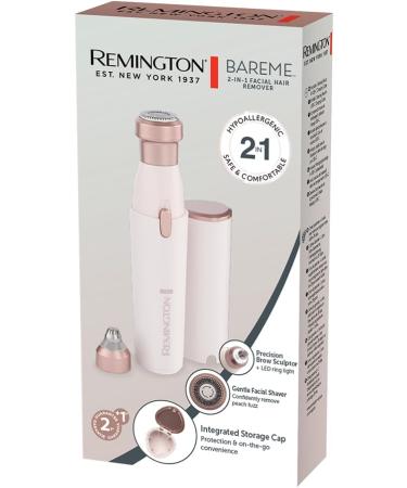 Remington WFS200 Womens Facial Shaver 2in1 Facial Shaver & Eyebrow Trimmer BareMe Waterproof Upper Lip Chin & Cheeks Battery USBC Brush & Attachment - Buy Online on GoSupps.com