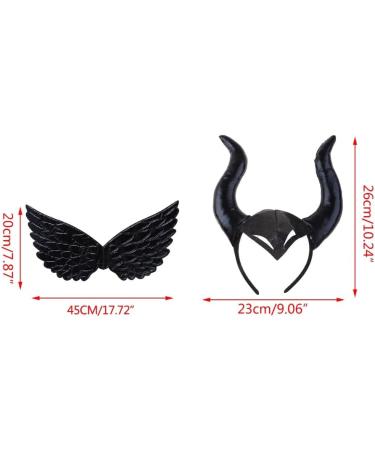 hgnxa Kids Black Devil Wing Ox Horn Headband Halloween Evil Queen osplay Props Hairband - Buy Online on GoSupps.com