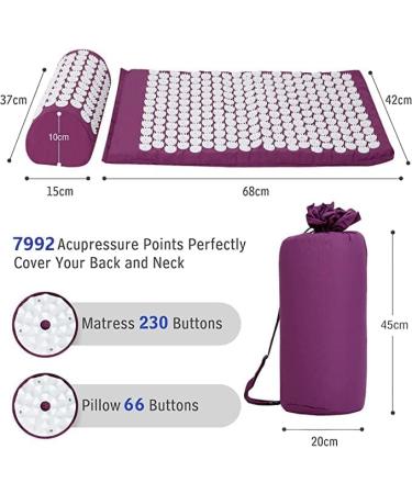 Buy Acupressure Set & Pillows - Soothing Relaxation & Pain Relief for Back Neck & Stress Perfect for Home Office & Travel - Purple & White - Buy Online on GoSupps.com