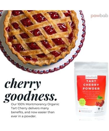 powbab Tart Cherry Powder - 100% USA Grown Montmorency Organic Tart Cherry Bits with Organic Melatonin (3.4 oz) - Buy Online on GoSupps.com