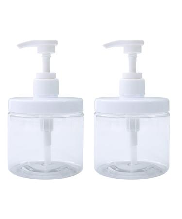 Cosywell Pump Bottle Dispenser Plastic Pump Bottles Refillable Bottles Wide Mouth Jar Style BPA Free Empty Pump Bottles Bathroom Shower Containers for Lotion Shampoo Conditioner (Clear, 2X 500ml) Clear 2x 500ml