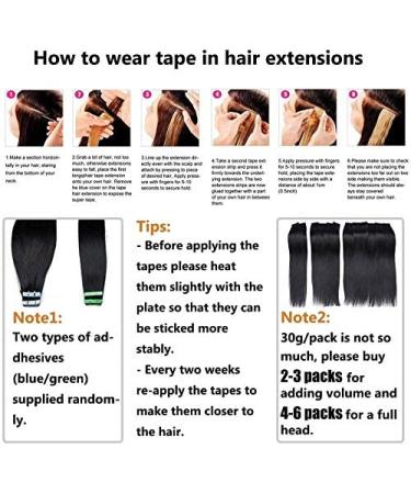 Buy Elailite Human Hair Extensions Tape-In #1 Black - 20PCS Invisible Glue Real 25cm 20g Hair Strips for Seamless Volume - Buy Online on GoSupps.com