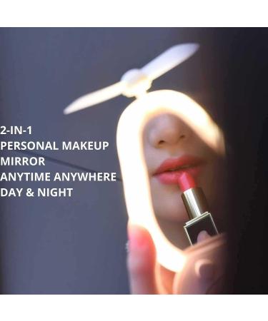 UNAGLAM Mini Avocado-Shaped Makeup Mirror with LED Light & Fan, USB-Rechargeable- Pink 2 - Buy Online on GoSupps.com