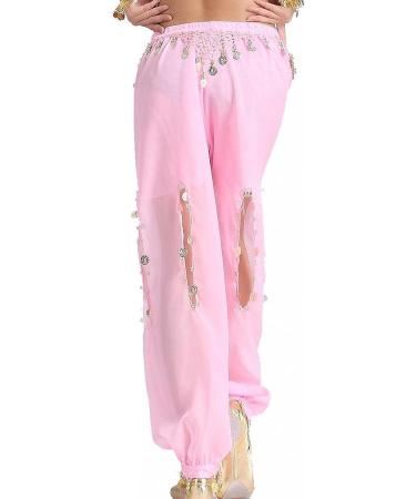 ZLTdream Women's Pink Belly Dance Lantern Pants with Coins - One Size | Shop Now - Buy Online on GoSupps.com