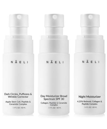NAELI Moisturizer Skincare Collection (3-count) Anti Aging Retinol Cream + Collagen SPF 30 + Apple Stem Cell Eye Cream - Buy Online on GoSupps.com