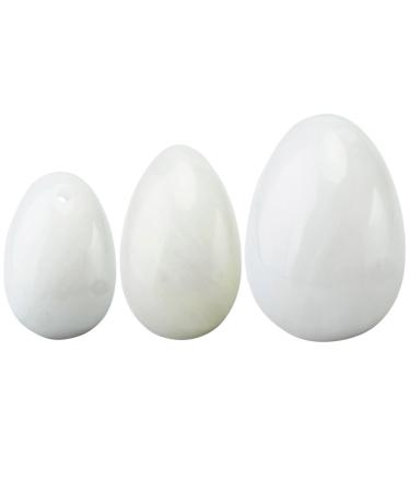Mookaitedecor White Jade Yoni Eier Balls Ball Ball Trainer Exercise Set With 3 Sizes Ben Wall Massage Stones For the practice of the pelvic floor and bladder & relaxation The postpartum vagina