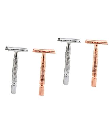 FRCOLOR Prickly Heat 4 Pcs Old Razor Face The Head Is Zinc Alloy Box Man Portable Shaver