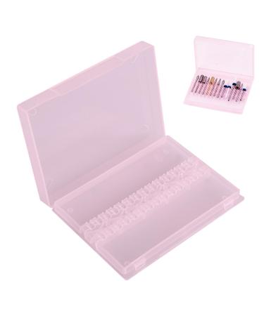 14 Hole Nail Drill Organizer Professional Acrylic Nail Polish Bit Holder Display Storage Box(Pink)