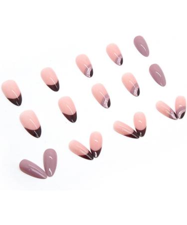 JUSTOTRY 24 Pcs Swirl Stiletto False Nails - Medium Rose French Press on Nails for Women with Nail Glue - Short Almond Stick on Nails for Nail Art - Buy Online on GoSupps.com