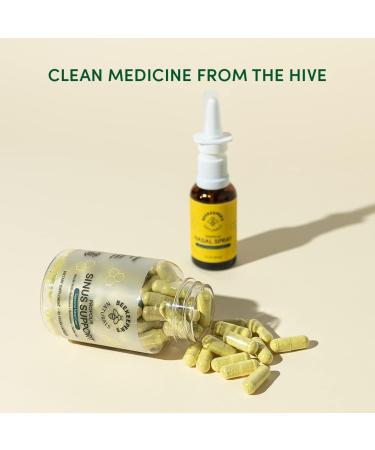 Beekeeper's Naturals Sinus Support for Adults - All Natural Seasonal Relief with Propolis, Quercetin, Bromelain & Nettle Leaf - 60 ct Vegan Capsules - Buy Online on GoSupps.com