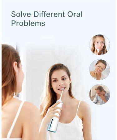 Water Dental Flosser - Portable Cordless Oral Irrigator with 300ml Tank | Rechargeable Electric Tooth Cleaner IPX7 Waterproof - Travel Essential BV609 (White - Buy Online on GoSupps.com
