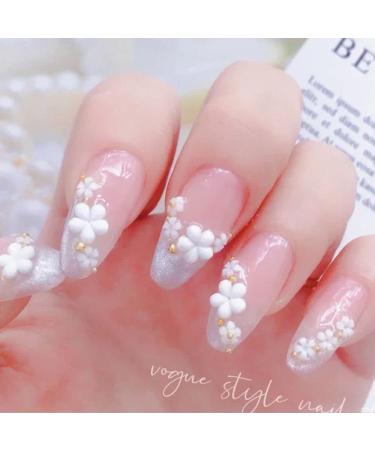 6 Grid/Wheel Jewelry Accessories Rhinestone Gold Mini Steel Beads Nail White Flower Nail Decoration Acrylic 3D(D) - Buy Online on GoSupps.com
