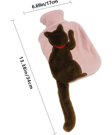 850ML PVC Hot Water Bottle with Fluffy Cover - Portable & Washable Hand Warmer for Aches Relief & Hot Therapy (Brown style-A3) - Buy Online on GoSupps.com