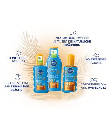 Buy NIVEA Sun Schutz & Braune Sunscreen LSF 30 - 200ml | Pro-Melanin Extract for Even Tan & Immediate UVA/UVB Protection | International Shipping Available - Buy Online on GoSupps.com
