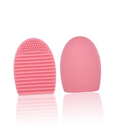 DOITOOL Makeup Brush Lipstick Organizer Silicone Brush Cleaning Scrubber Silicone Cosmetic Brush Egg Cosmetic Clean Tools Detergent Cleaner Scrub Board Make up Pink Travel medium Pink