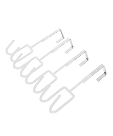 KICHOUSE 4pcs Wall Mounted Coat Rack Over Door Towel Hook Wrought Iron Coat Hook PVC Glue White 19X9X5CM White
