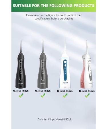 Nicwell F5025 Water Flosser Charger Cable - Replacement Power Supply Adapter Cord for Cordless Portable Dental Flosser - White - Buy Online on GoSupps.com