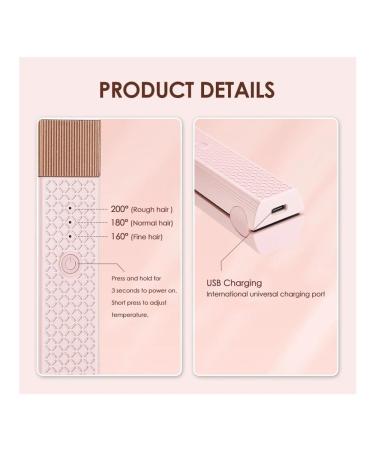 Buy Wireless Cordless Hair Straightener - Mini USB Ceramic Flat Iron for Travel - Fast Heating Constant Temperature - Pink - Buy Online on GoSupps.com