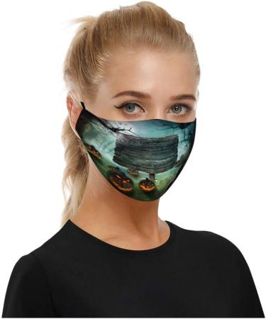 ZLUU 6PCS Halloween Adults Protective Face Mask Personalized Patterns Face Cover Safe Skin Friendly Face Sheild Washable Reusable Adults Washable Halloween Funny Expression Prints Mask Filter Can Be Placed - Buy Online on GoSupps.com