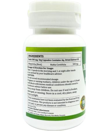 Morsan Healthcare Manjistha Capsules 500mg | 60 Vegan Capsules | Rubia Cordifolia | 100% Natural Herbal Supplement | Plant-Based Detox & Wellness Support | Pack of 1 - Buy Online on GoSupps.com