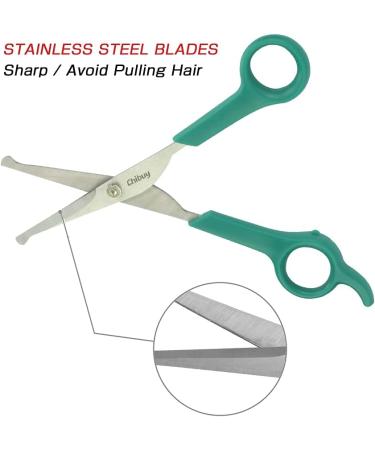 Chi-buy Pet Grooming Scissors for Dogs and Cats with Safe Round Tips Stainless Steel Dog Eye Cutting Scissors Home Professional Pets Grooming Tool (Green) - Buy Online on GoSupps.com