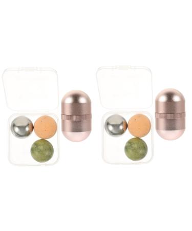 Balacoo 2 Sets Volcanic stone ball beauty massage roller make up eye roller facial jade massager tighten roller eye massaging eye massagers face massager massage jade shell jade noodles