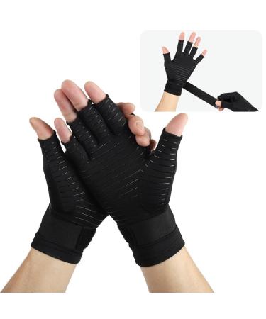 Arthritis Compression Gloves Fingerless Gloves Compression Fingerless Gloves For Copper Carpal Wrist Gloves Adjustable Copper Pain Relief Strap Tunnel Dearthritis