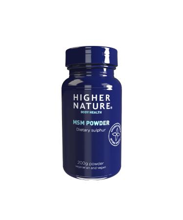 Higher Nature - MSM Powder - Dietary Sulphur - High Potency 1200mg MSM - Vegetarian & Vegan - 200g Powder