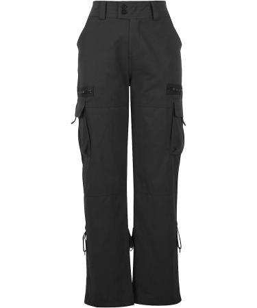 Feancey Women's Black Cargo Pants - Low Waist Wide Leg Trousers for Casual Streetwear - Buy Online on GoSupps.com