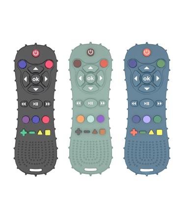 Remote Teether for Baby Baby Remote Control Toy Teething Toys for Babies 6-12 12-18 Months Baby Teething Toys BPA Free Silicone TV Remote Chew Teether Toys for Toddlers Infant Gift 3 Pack