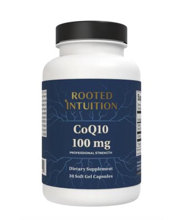 Rooted Intuition CoQ10 | Oil-Based High-Absorption Coenzyme Q10 with Vitamin E | Cellular Energy Heart & Brain Support | 100 mg | 30 Softgels