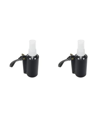KUMGROT 2pcs Travel Spray Bottle with Leather Holder Empty Reusable Bottle Mini Bottle Set Spray Container 60ml Black