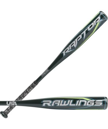 Rawlings Raptor USA Baseball Bat | -10 | 1 Pc. Aluminum | 2 1/4 Barrel Dark Green 26 inch