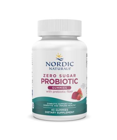 Nordic Naturals Zero Sugar Probiotic Gummies - Strawberry Watermelon Flavor - 40 Gummies - Supports Digestive Wellness & Immune Health - Non-GMO - Third Party Tested - Vegan - 20 Servings