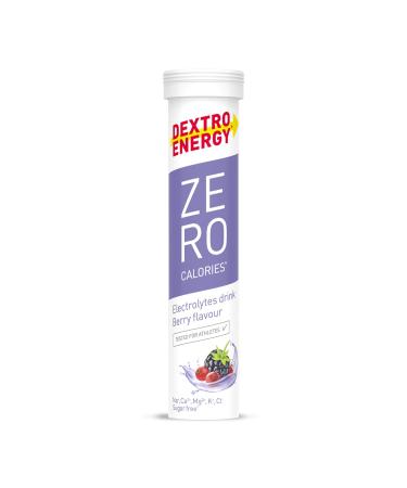 Dextro Energy Zero Calories Berry - 12x20 effervescent tablets (12 pack) - Addition of sodium magnesium chloride calcium and potassium for electrolyte drinks supplement to workout sugar -free vegan berry 12 Pack