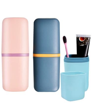 3 pieces of toothbrushes etui travel set sortable tooth cleaning cup travel toothbrush holder travel toothbrush box for children camping travel business trips at home hiking (blue pink green) - Buy Online on GoSupps.com