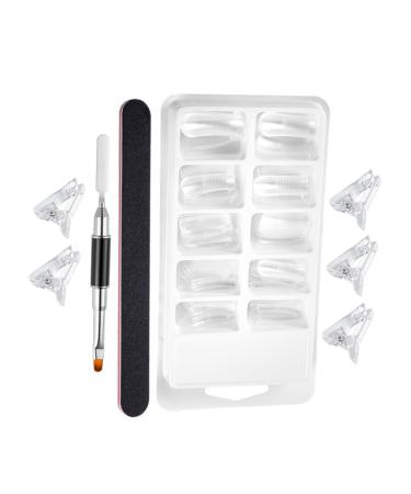 Healeved 1 Set Nail Extension Set Clear Fake Nails Gel De Cejas Transparente Gel for Nails Extension Nail Gel Nail Mold Kit Nail Art Kit Nail Kit Manicure Plastic Double Head Nail Piece 17.8x1.2cm As Shown