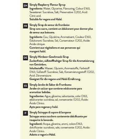 Simply Sugar Free Raspberry Syrup - Low Calorie, Vegan & Nut Free (1 Litre) - Buy Online on GoSupps.com