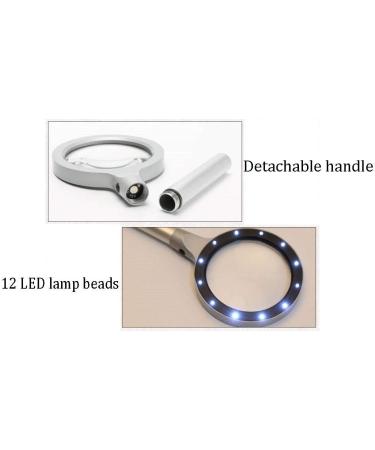 Handheld Reading Magnifier with 12 High-Brightness LED Beads Portable Dual-Speed Illumination High-Definition Lightweight Silver for a Variety of Uses Made in China - Buy Online on GoSupps.com