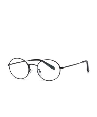 SERONI Metal Oval Frame Blue Light Blocking Glasses for Women Men Anti UV Ray Computer Reading Glasses for Women Men Black 51 Millimeters