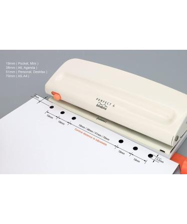 Bira Craft Adjustable 6 Hole Punch  Off White  8 Sheet Capacity  Mini/Pocket A3/ A4 / A5 / A6 / Agenda/Personal/Deskfax  Performance Guaranteed - Buy Online on GoSupps.com