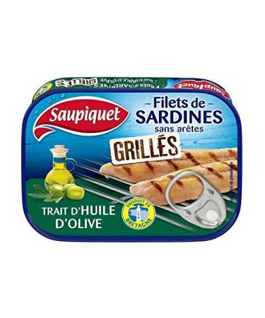 SAUPIQUET - Filet De Sardines Grill s Sans Aretes Trait D'Huile D'Olive 70G - Lot De 4 - Vendu Par Lot