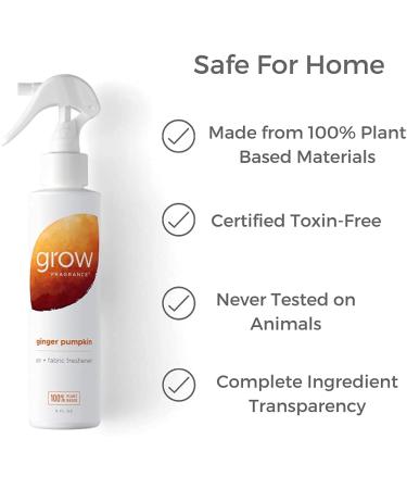 Grow Fragrance Ginger Pumpkin 100% Plant Based Air + Fabric Freshener Spray 5 oz - Fall Limited Edition - Buy Online on GoSupps.com